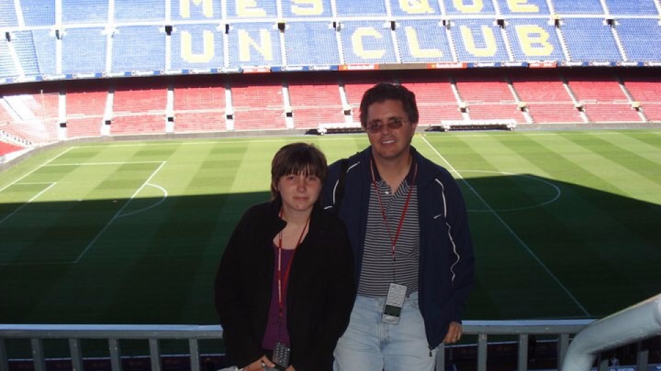 Jordyn and Nick Farrell at Camp Nou in Barcelona